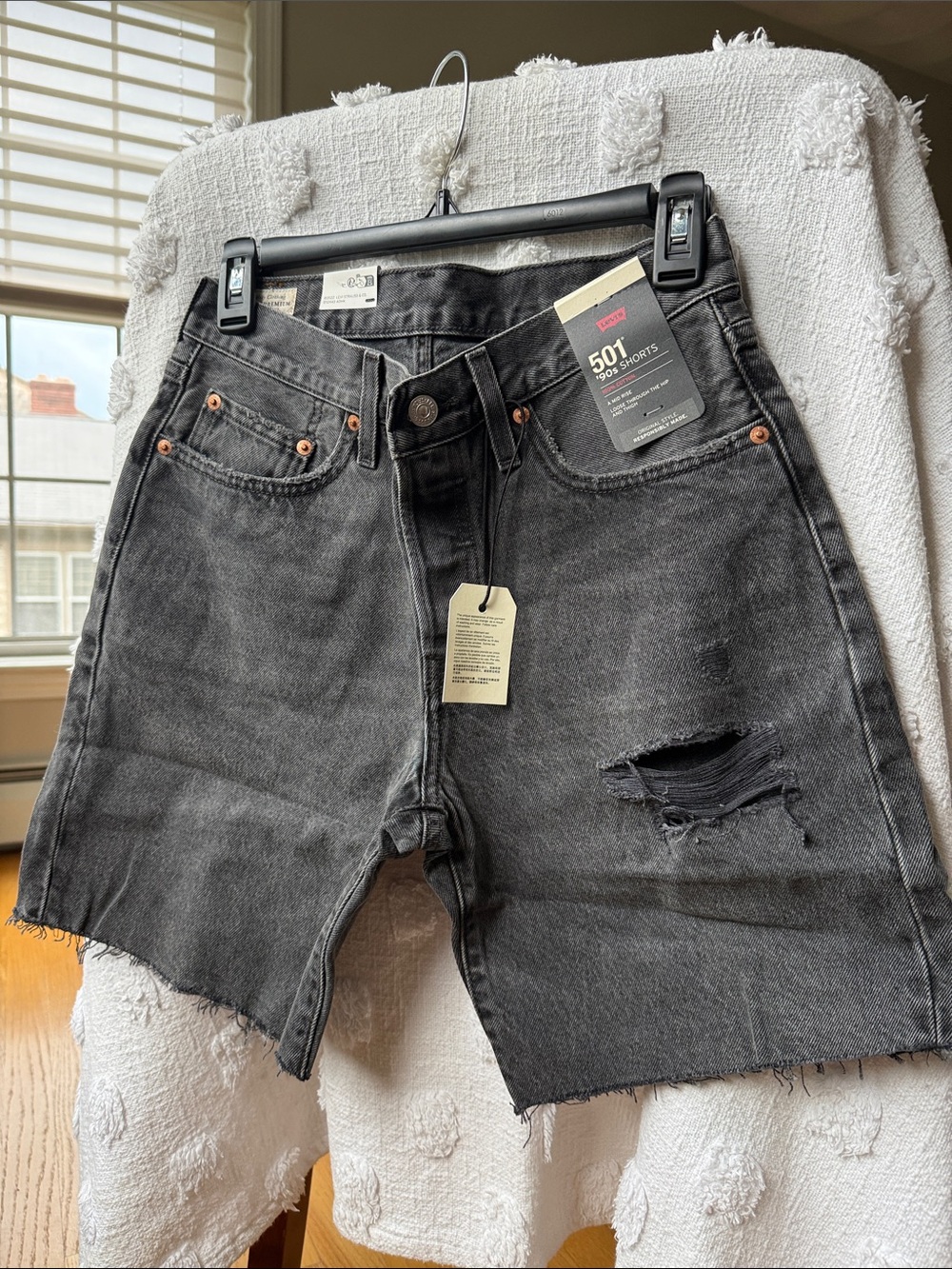 Levi's 501 90’s High-Rise Black Distressed Women’s Denim Shorts